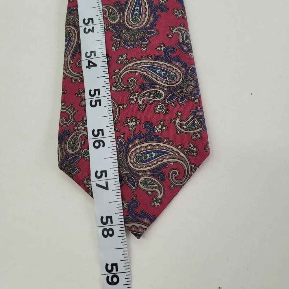 Golden House Custom Cravates Mens‎ Tie Silk Red Paisley Print Handmade